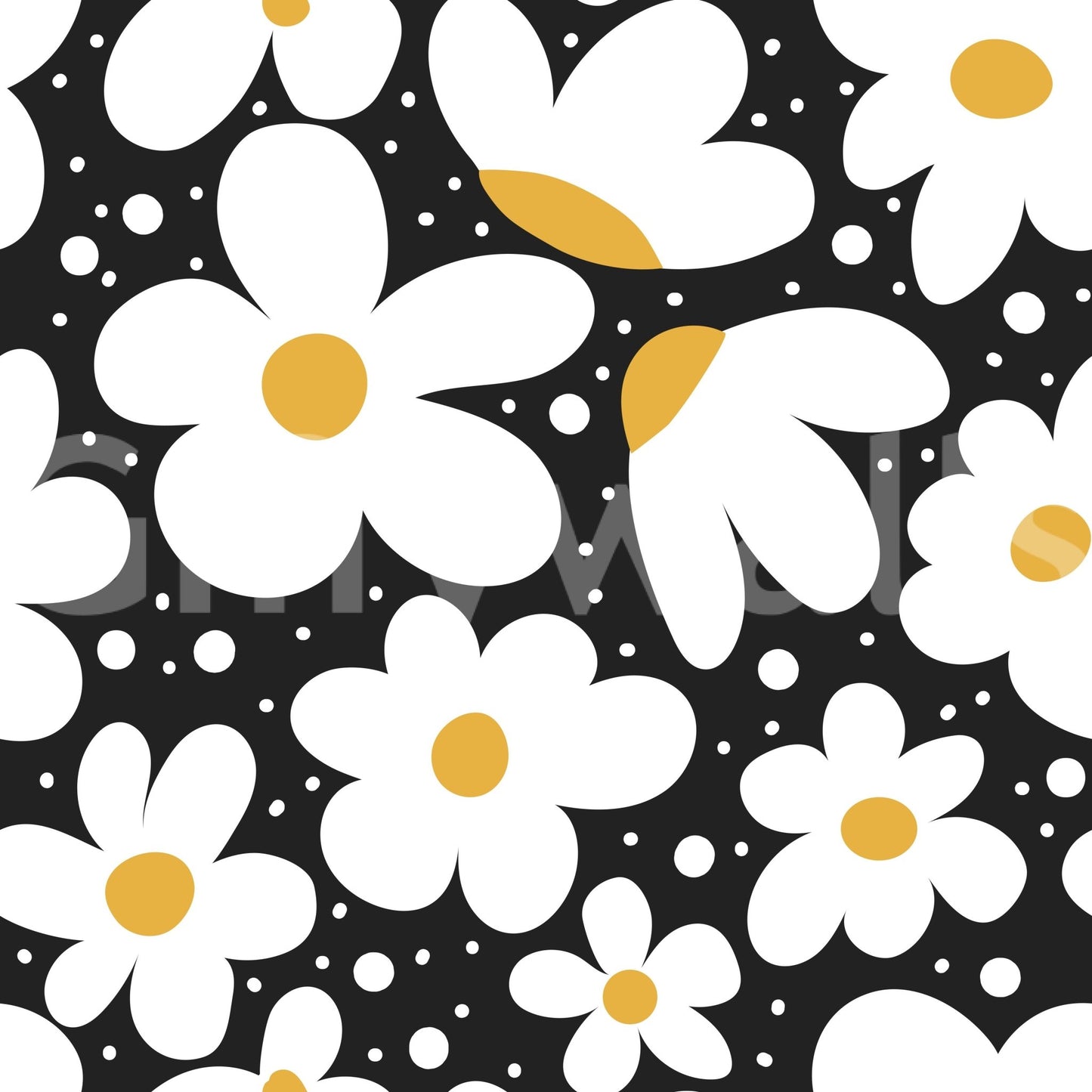 Midnight Daisies floral wallpaper with a dark theme

