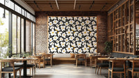 Dark and moody Midnight Daisies wallpaper design


