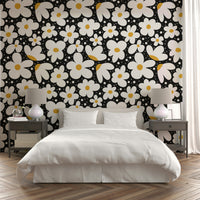 Nighttime daisy pattern wallpaper for modern spaces


