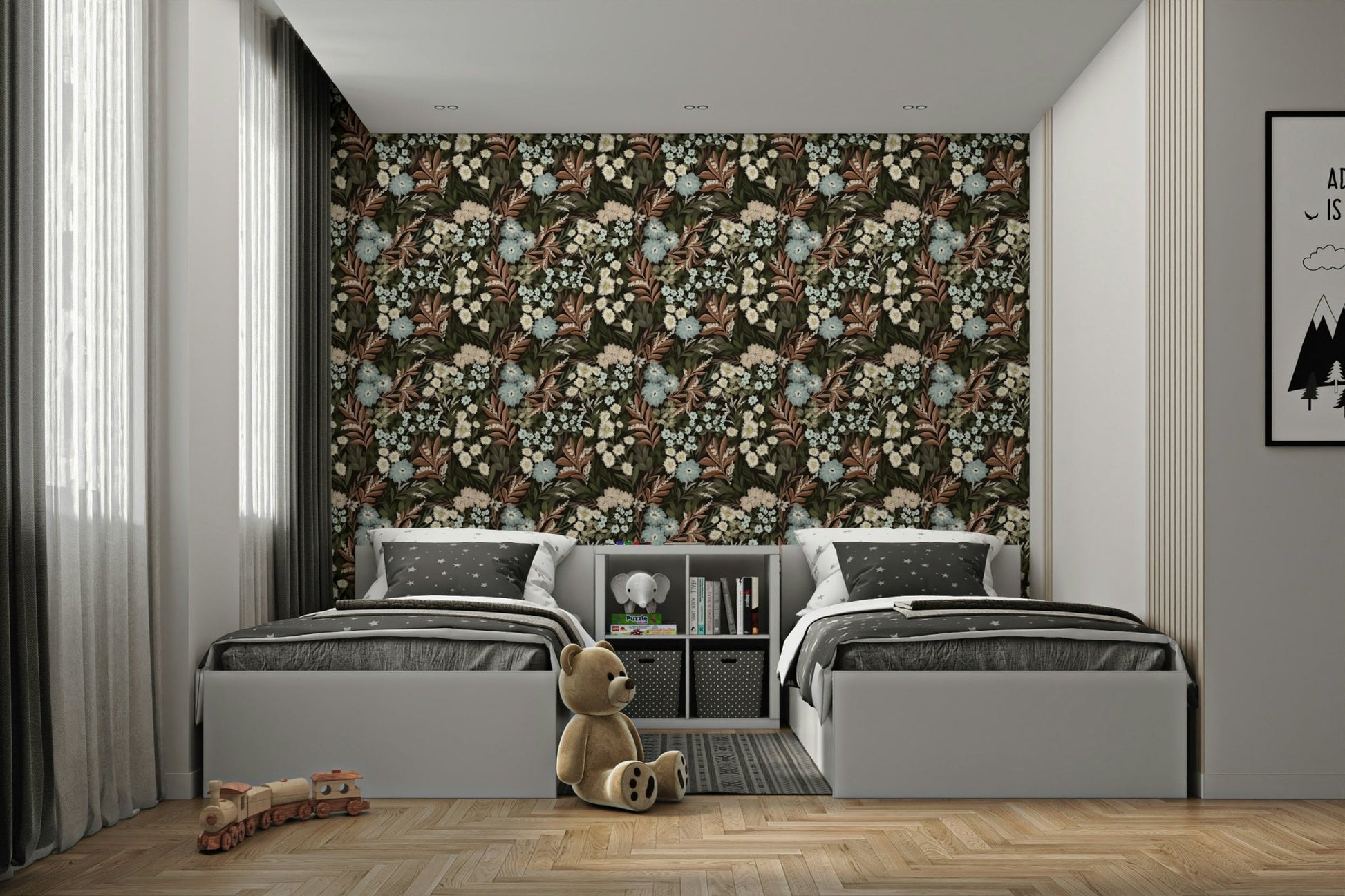 Nature-inspired wallpaper with rich florals

