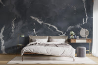 Midnight Gray Terrazzo Marble Effect Wallpaper Mural - Giffywalls A183