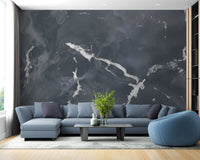 Terrazzo marble effect wallpaper mural in midnight gray A183
