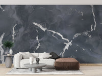 Midnight Gray Terrazzo Marble Effect Wallpaper Mural - Giffywalls A183