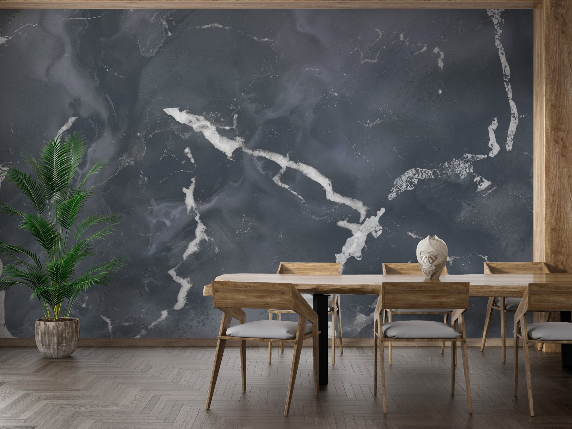 Midnight Gray Terrazzo Marble Effect Wallpaper Mural - Giffywalls A183