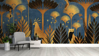 Luxury art deco jungle wall mural

