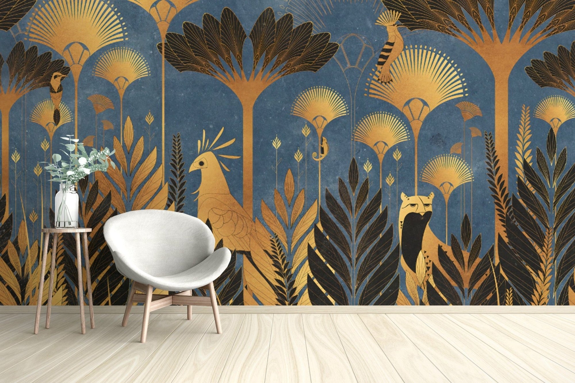 Abstract wallpaper with golden jungle theme B648
