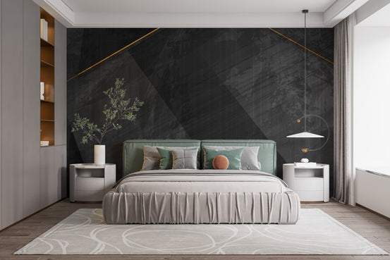 Black grunge wallpaper with gold lines. A962