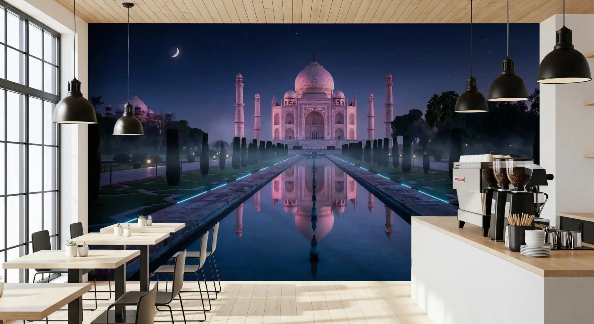 Moonlit Monument View Midnight Majesty Taj Mahal Wall Mural moonlit-monument-view-midnight-majesty-taj-mahal-wall-mural