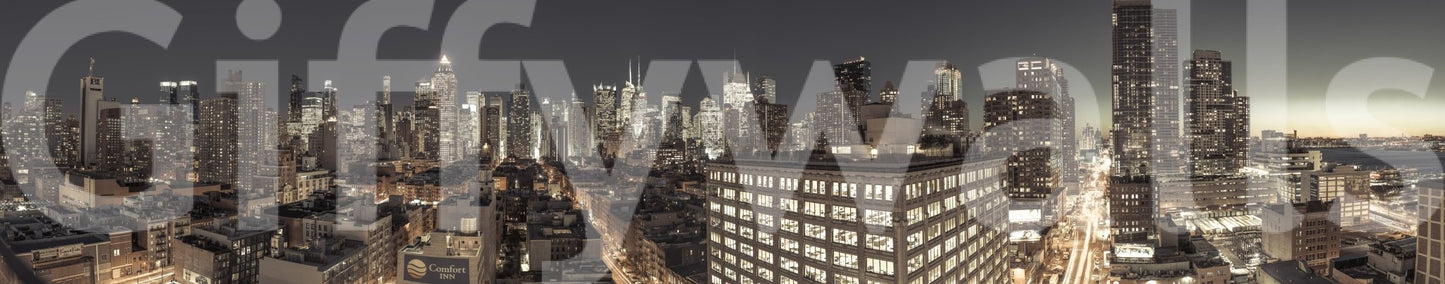 Contemporary entryway decor with the Midnight Metropolis City Lights Wall Mural.