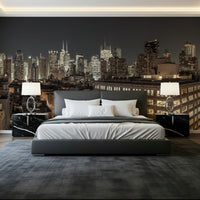 Abstract city skyline at night on the Midnight Metropolis: City Lights Wall Mural.
