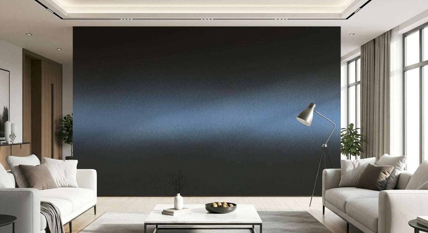 A peaceful forest vista mural on decorative wallpaper.


