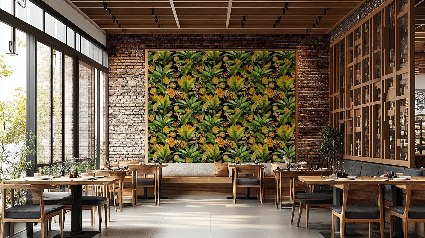Midnight jungle wallpaper with playful monkeys

