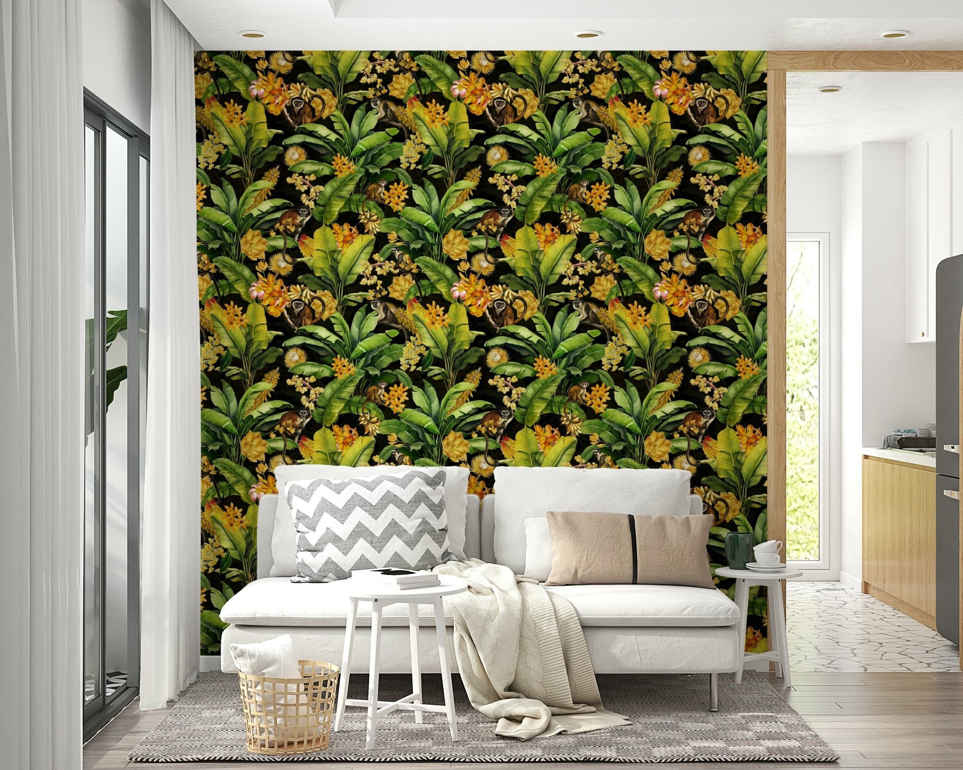 Stunning monkey wallpaper for a bold room look

