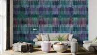 Midnight Rhythmic Striped Wallpaper Mural
