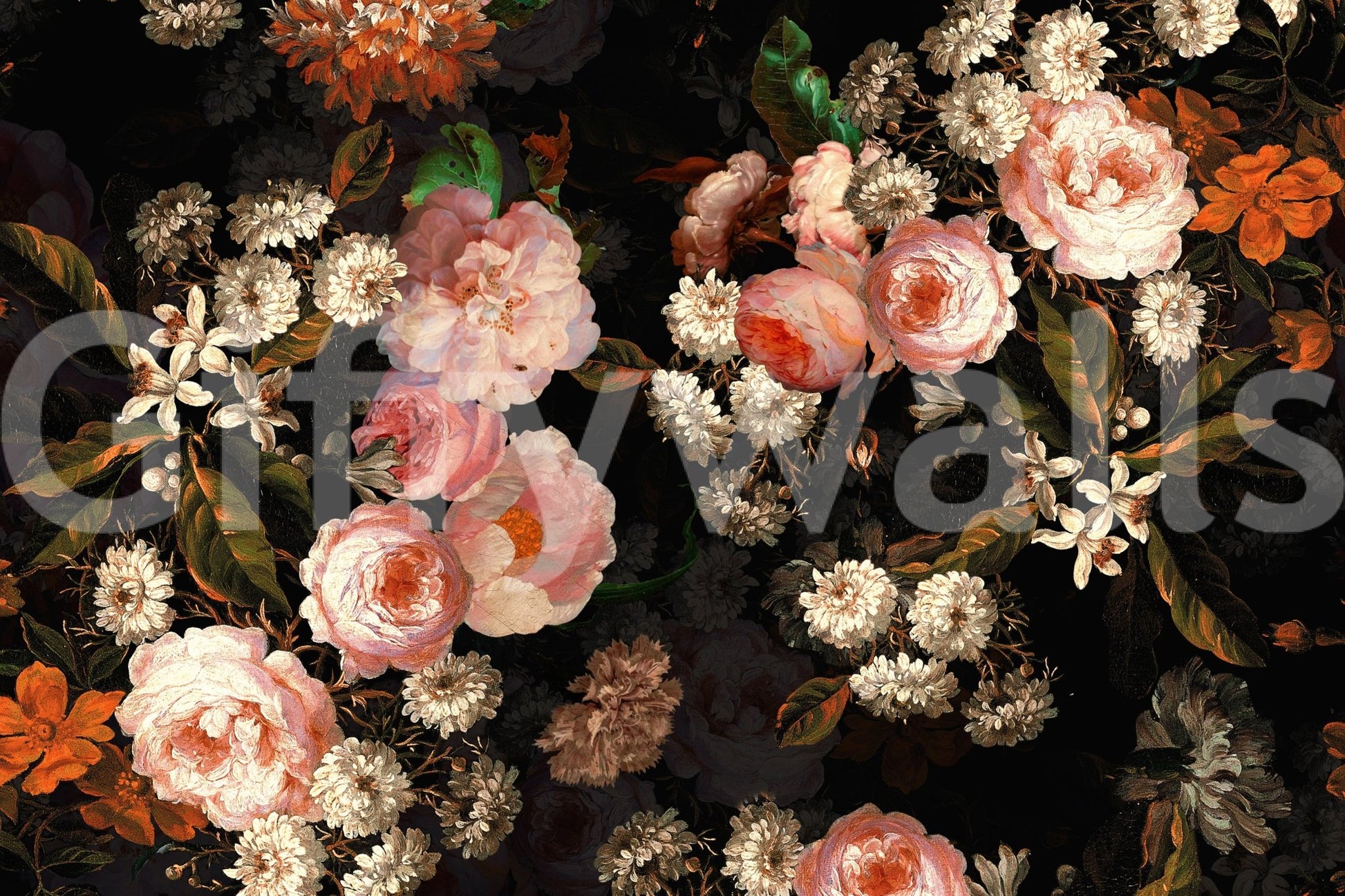 A high-quality dark botanical wall mural for walls.

