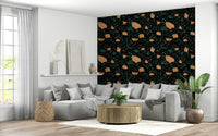 Abstract composite pattern features bold Midnight Stone Terrazzo color chips wallpaper., GD6821