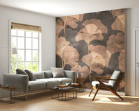 Midwinter Gingko Sepia peel and stick wallpaper organic patterns.