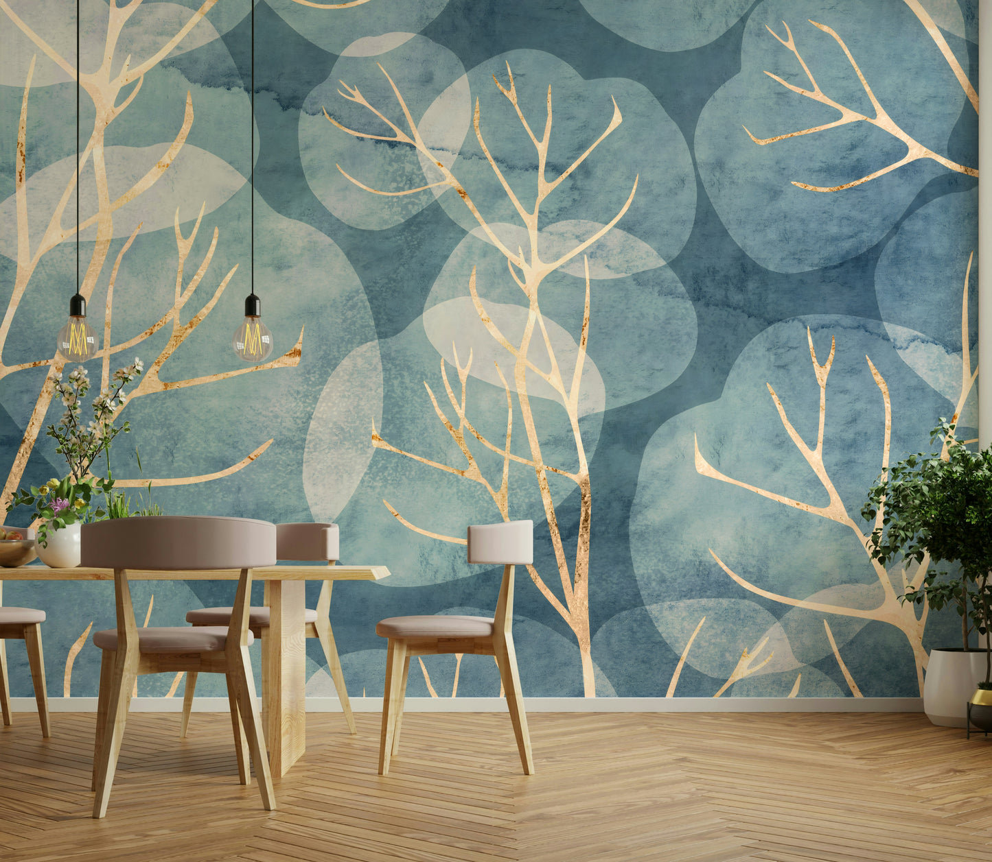 Artistic Midwinter Leaf Cyanotype wall design

