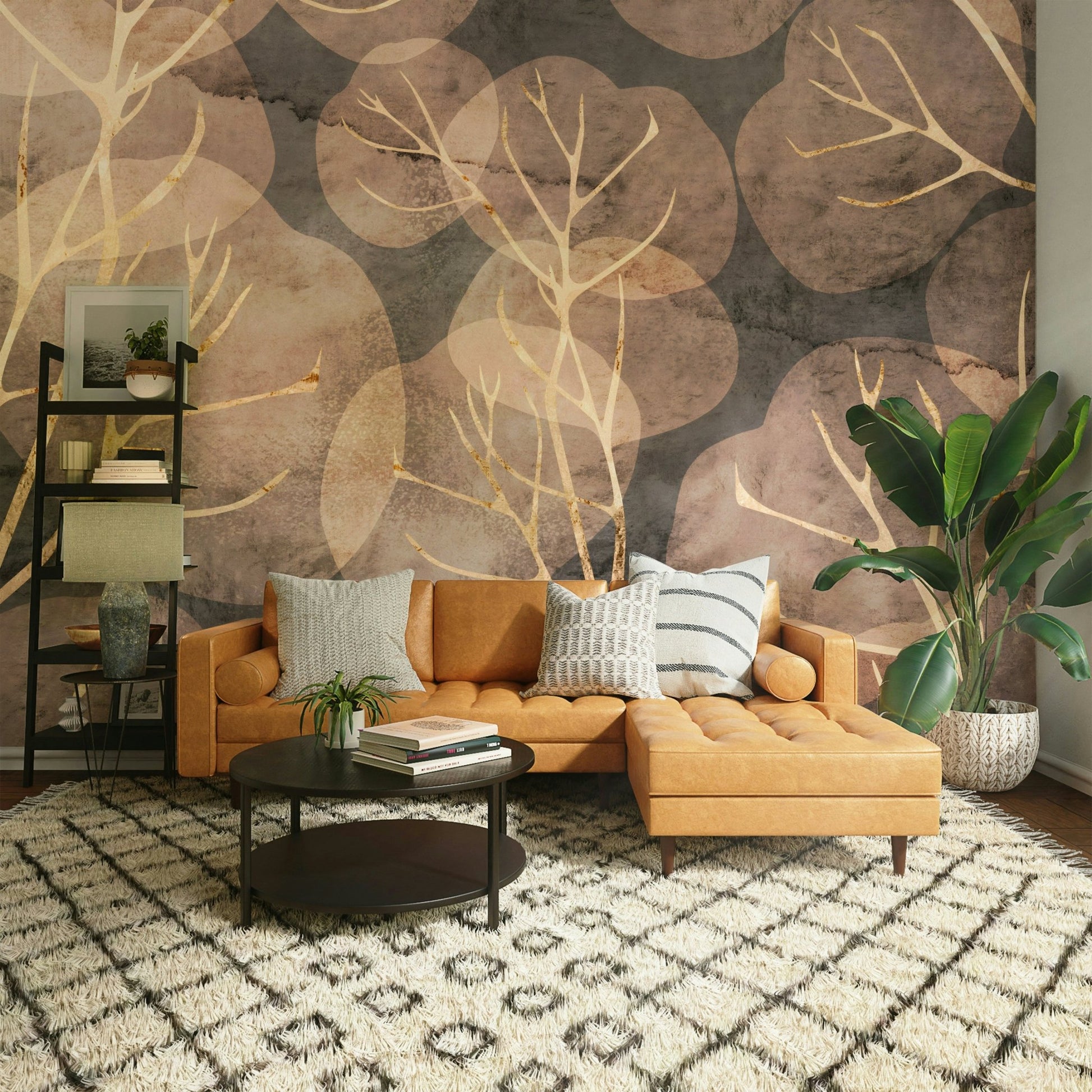 Beautiful Midwinter Leaf design in sepia tones mural

