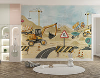 Boys room wallpaper with construction theme C321