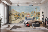 Fun construction site wallpaper for kids C321
