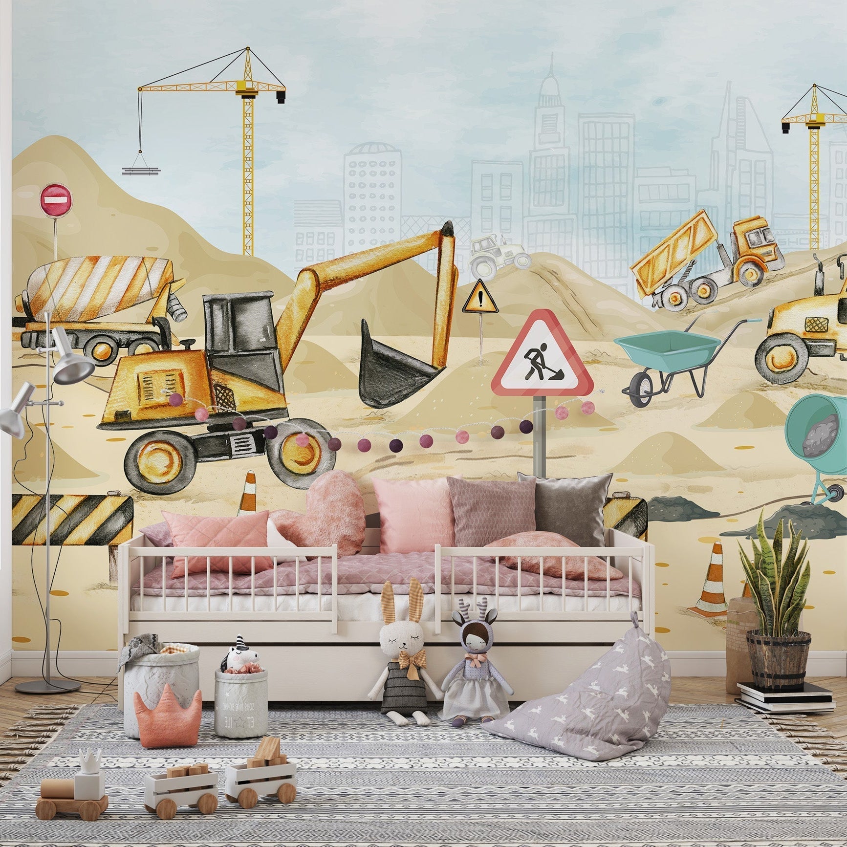 Mighty machines mural for children’s rooms C321
