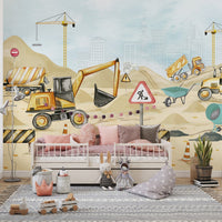 Mighty machines mural for children’s rooms C321
