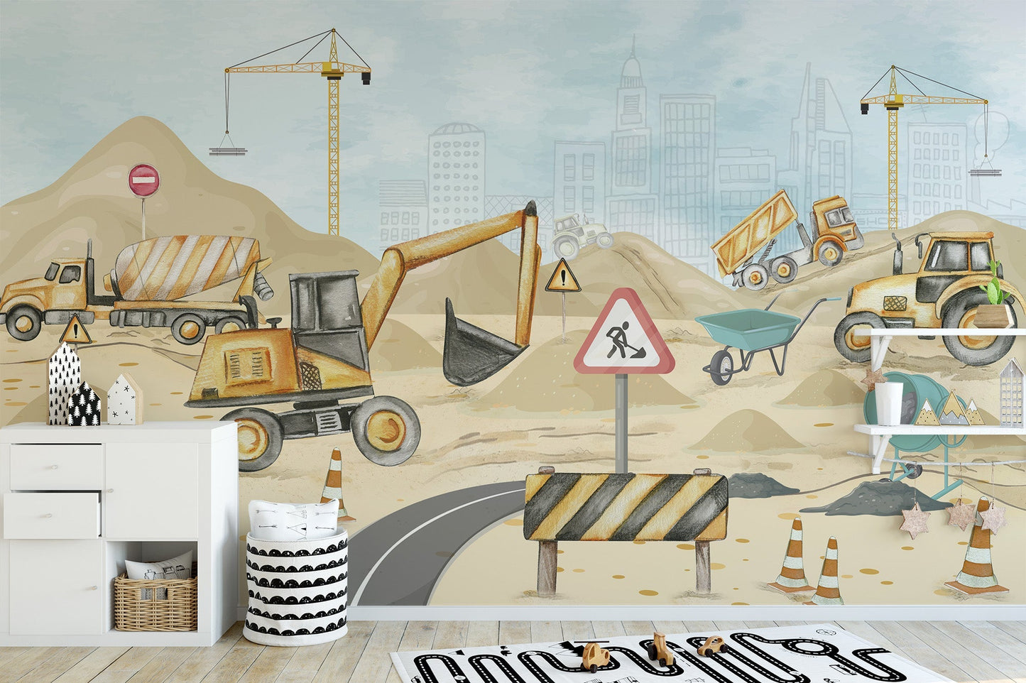 Kids construction site mural for playrooms C321
