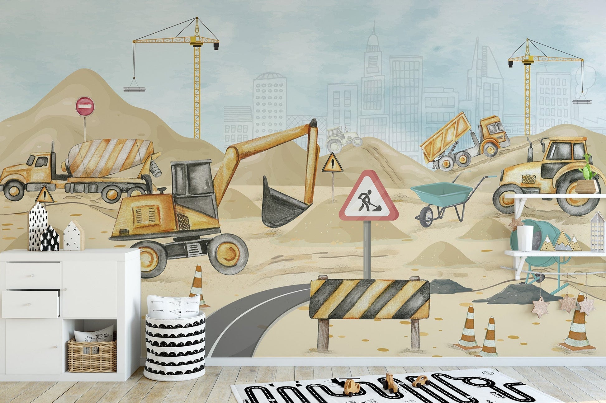 Kids construction site mural for playrooms C321
