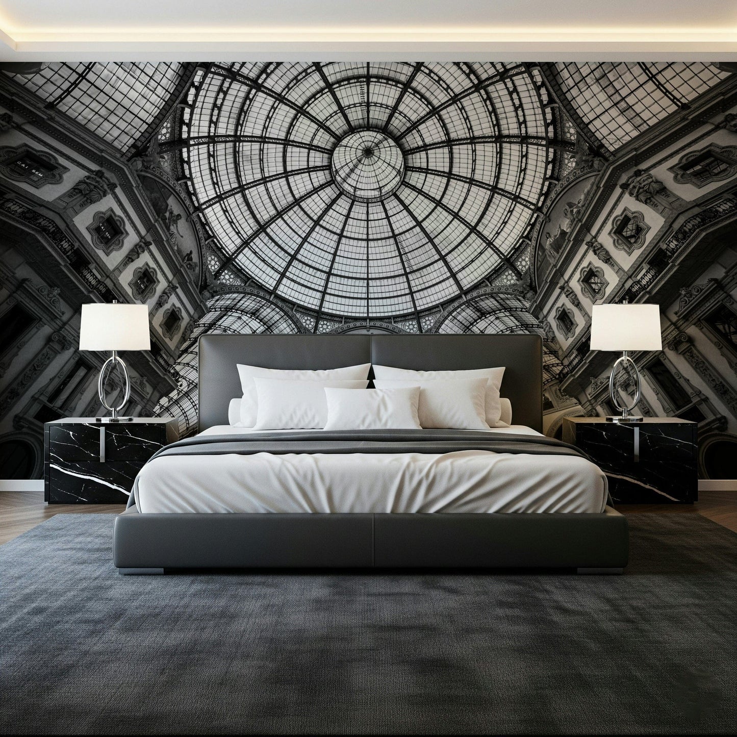 Milan's Vaulted Vision Wall Mural for a professional workspace accent wall wallpaper.
