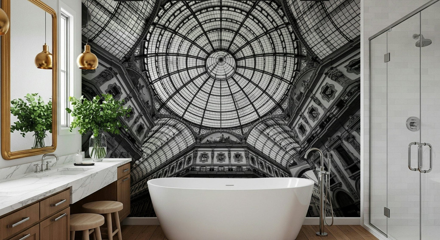 Milan's Vaulted Vision Wall Mural with intricate ceiling architecture for a lounge wallpaper.