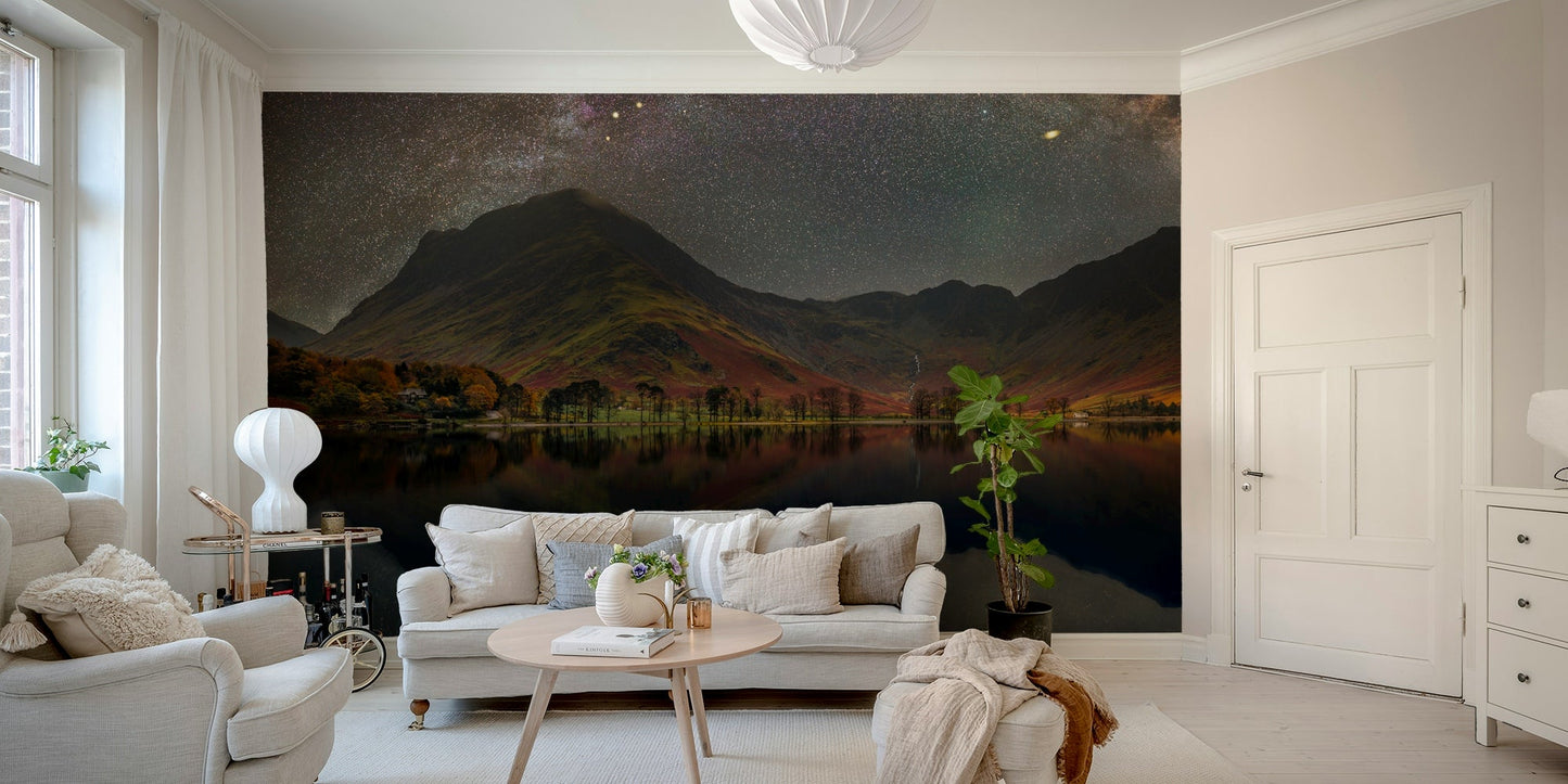 An artistic dark sky mural for home decor.

