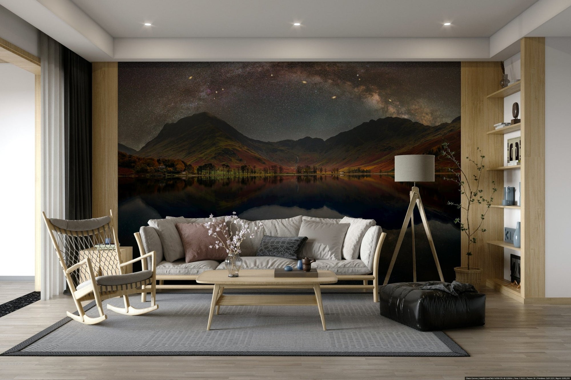 A beautiful celestial wallpaper mural over Buttermere Lake., GD4629