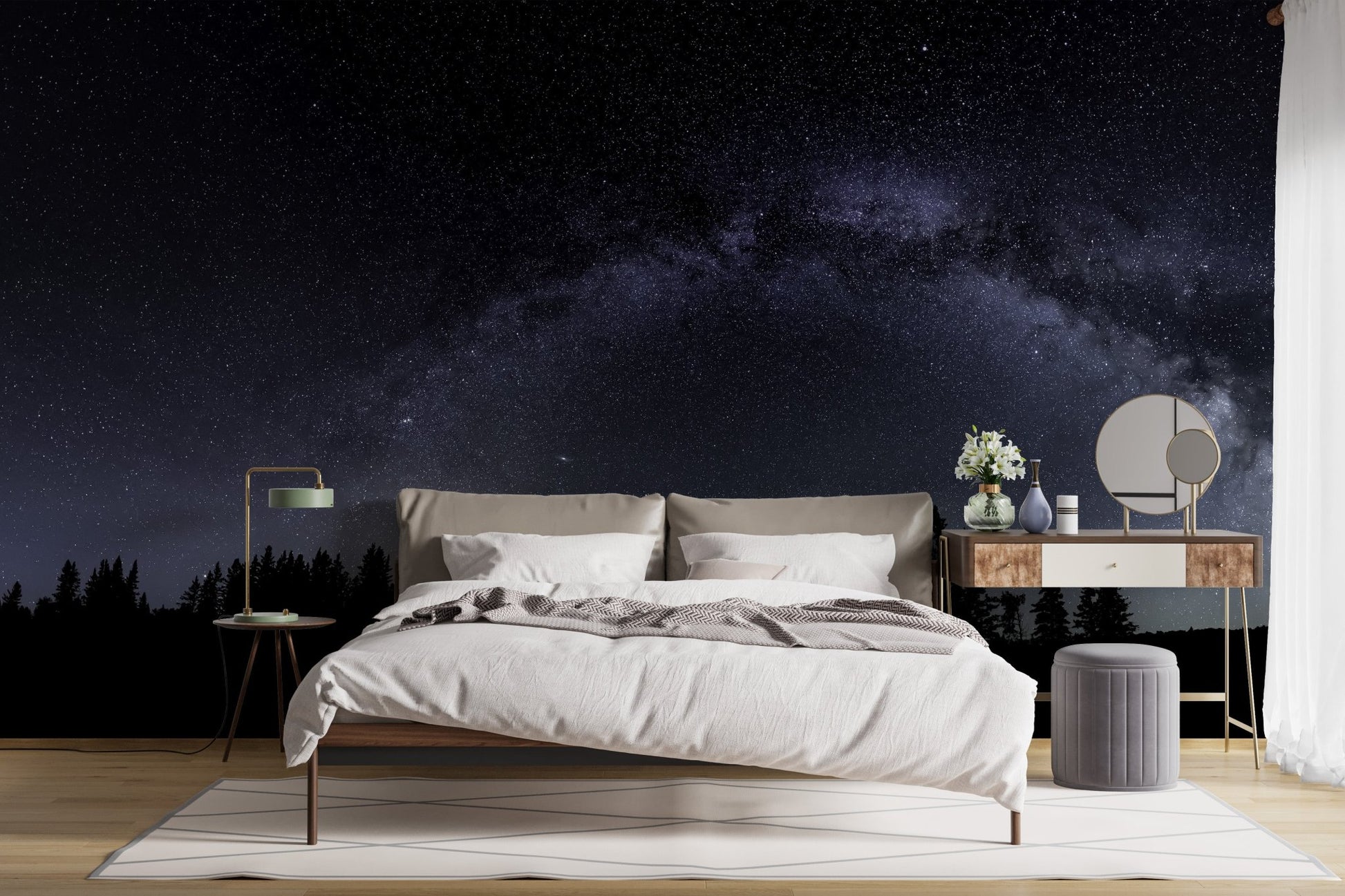 Serene starry night wall art with the Milky Way A236
