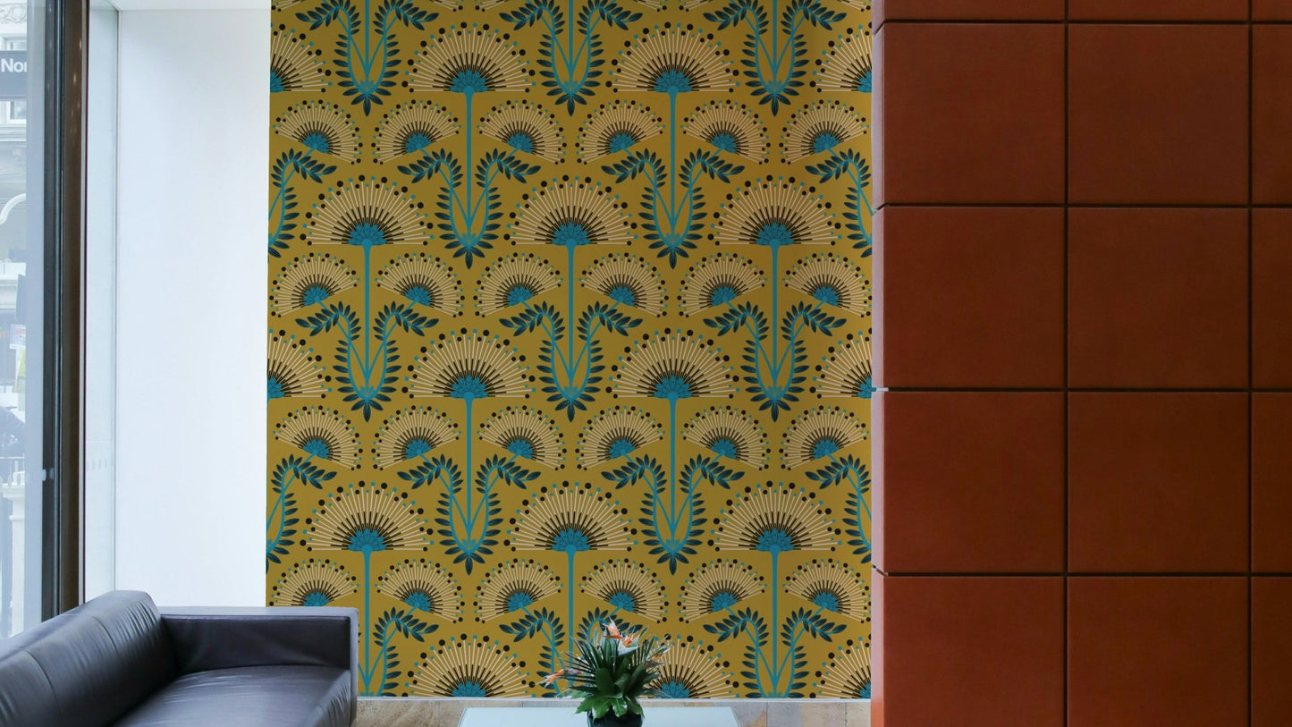 A luxurious and intricate floral wallpaper pattern.
