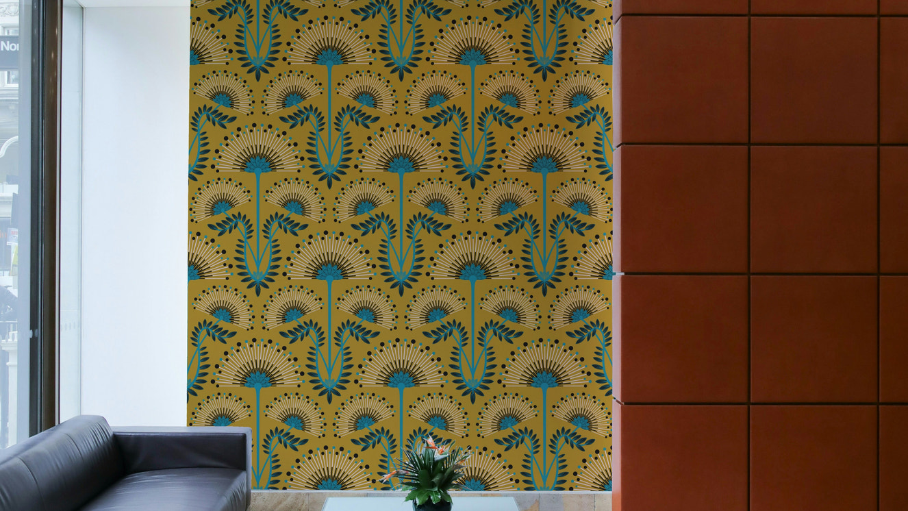 A luxurious and intricate floral wallpaper pattern.
