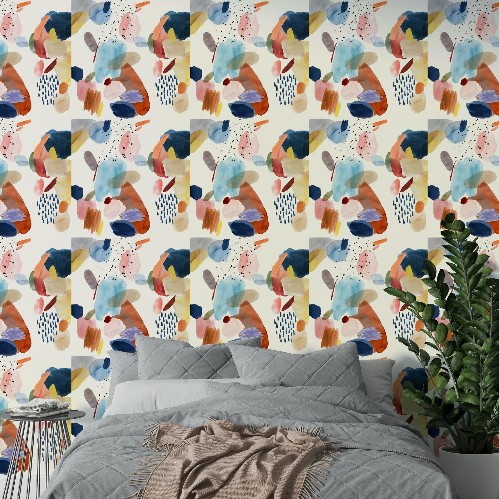 Textured wall mural in neutral colors

