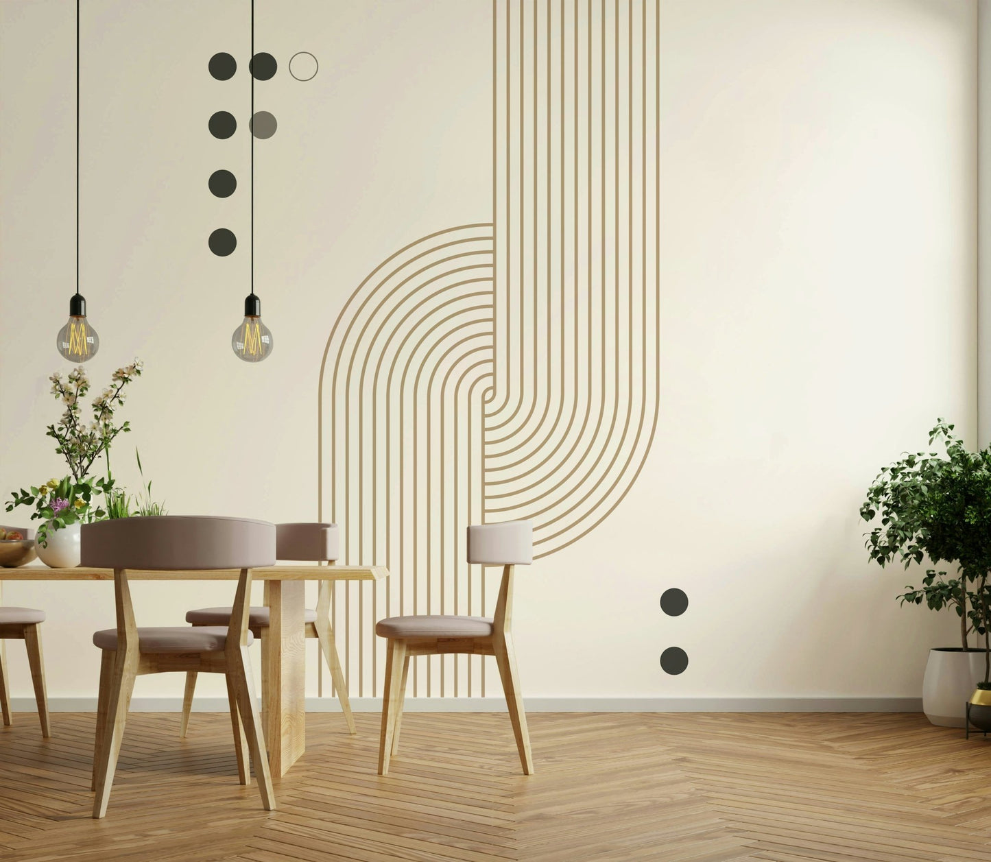 Modern beige curved line wallpaper

