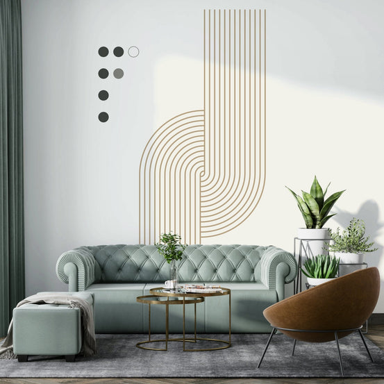 Beige linear flow modern wall mural GD370

