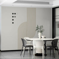 Line art mural with modern circles

