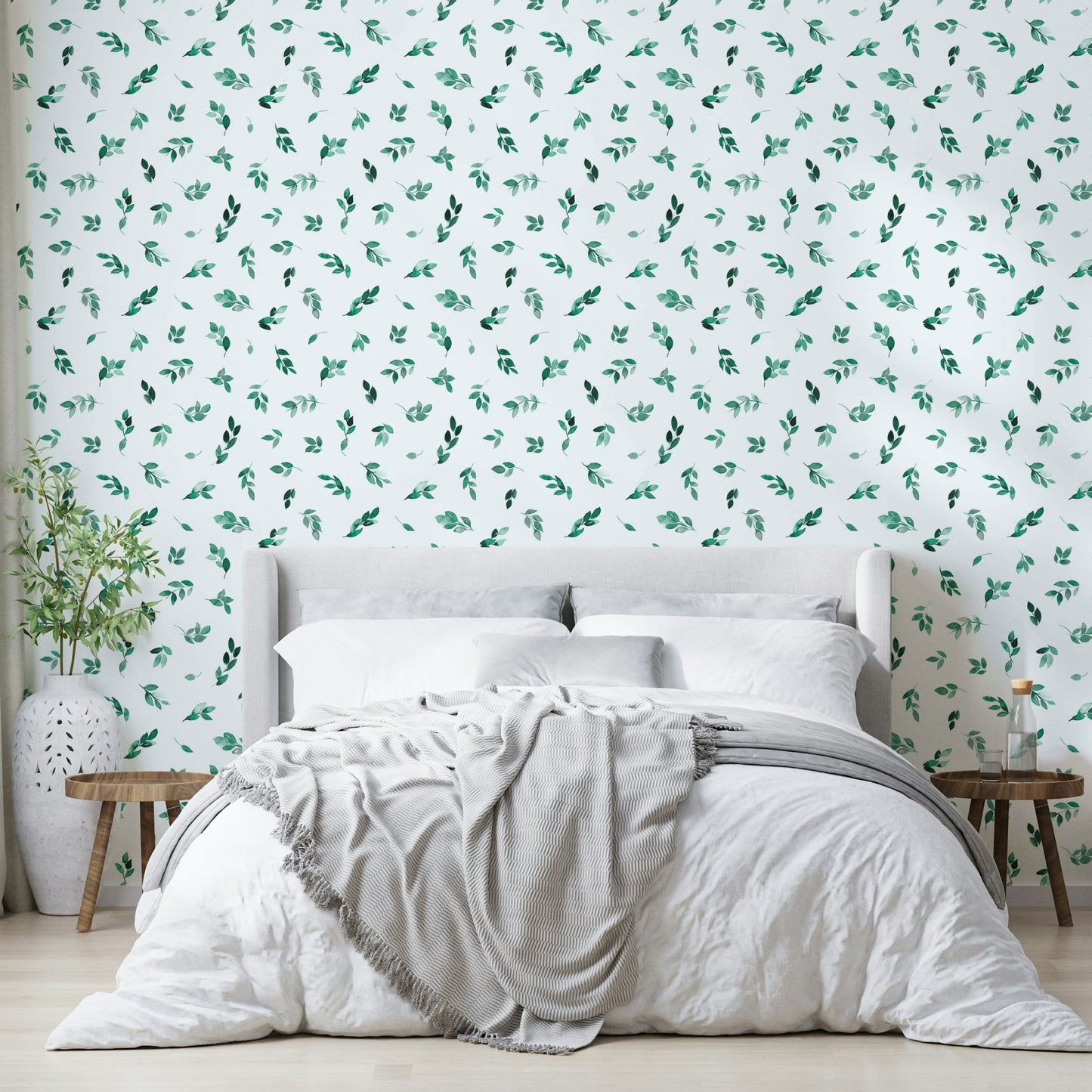 Nature-inspired green eucalyptus wallpaper mural

