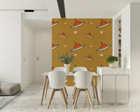 Unidentified flying object sketches create a distinct Minimal Vintage wallpaper.