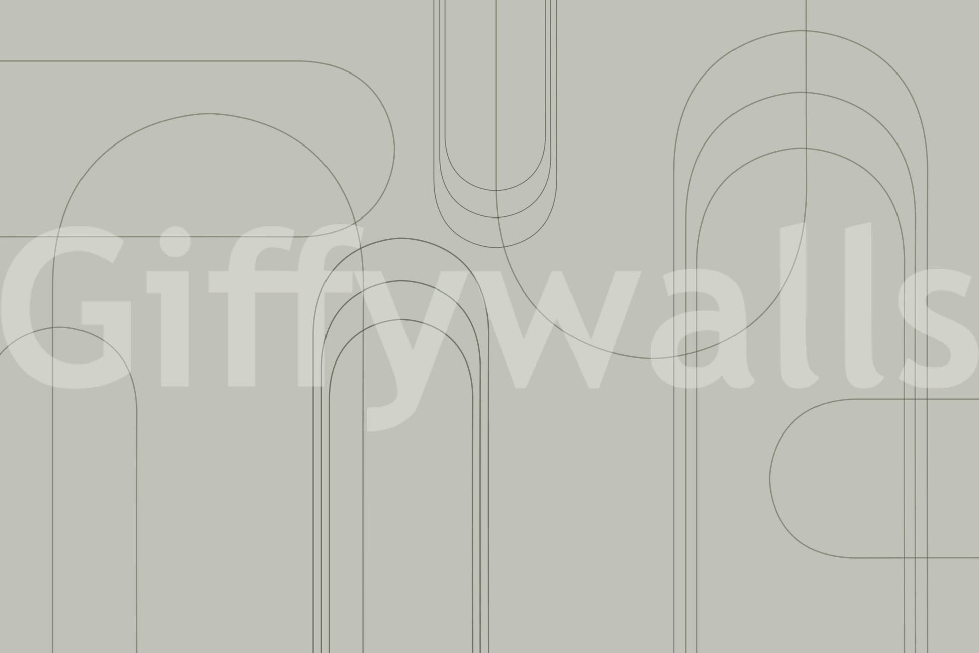 Linear evergreen arch wall mural

