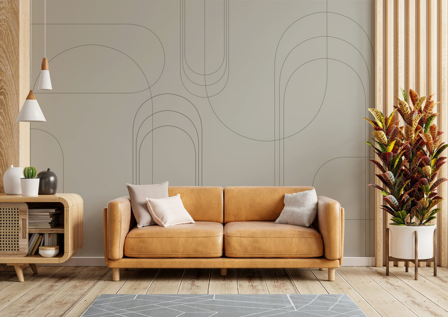 Evergreen arched line wall mural

