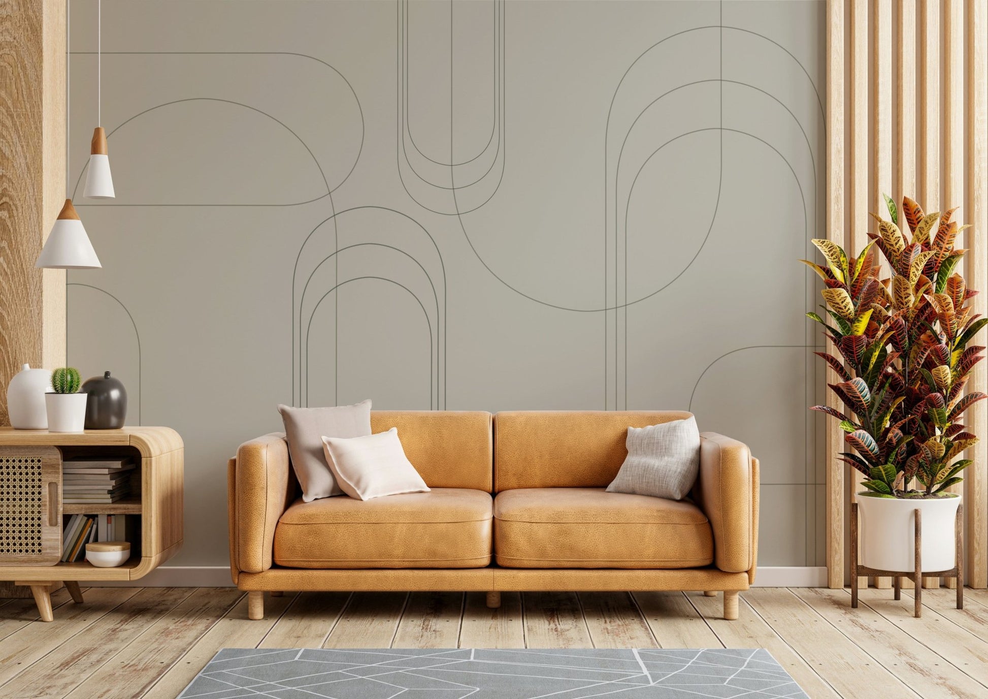 Evergreen arched line wall mural

