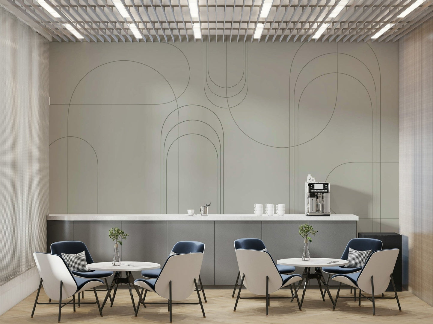 Elegant green curved wall print

