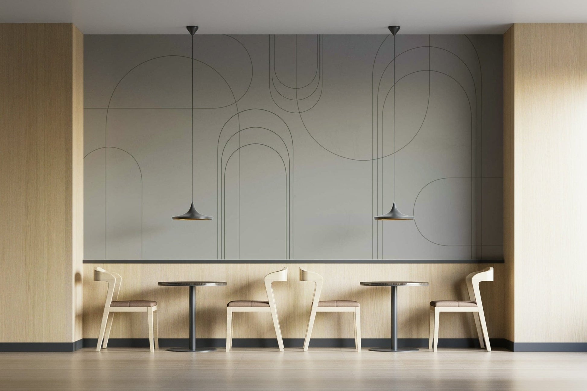 Light green arched mural design

