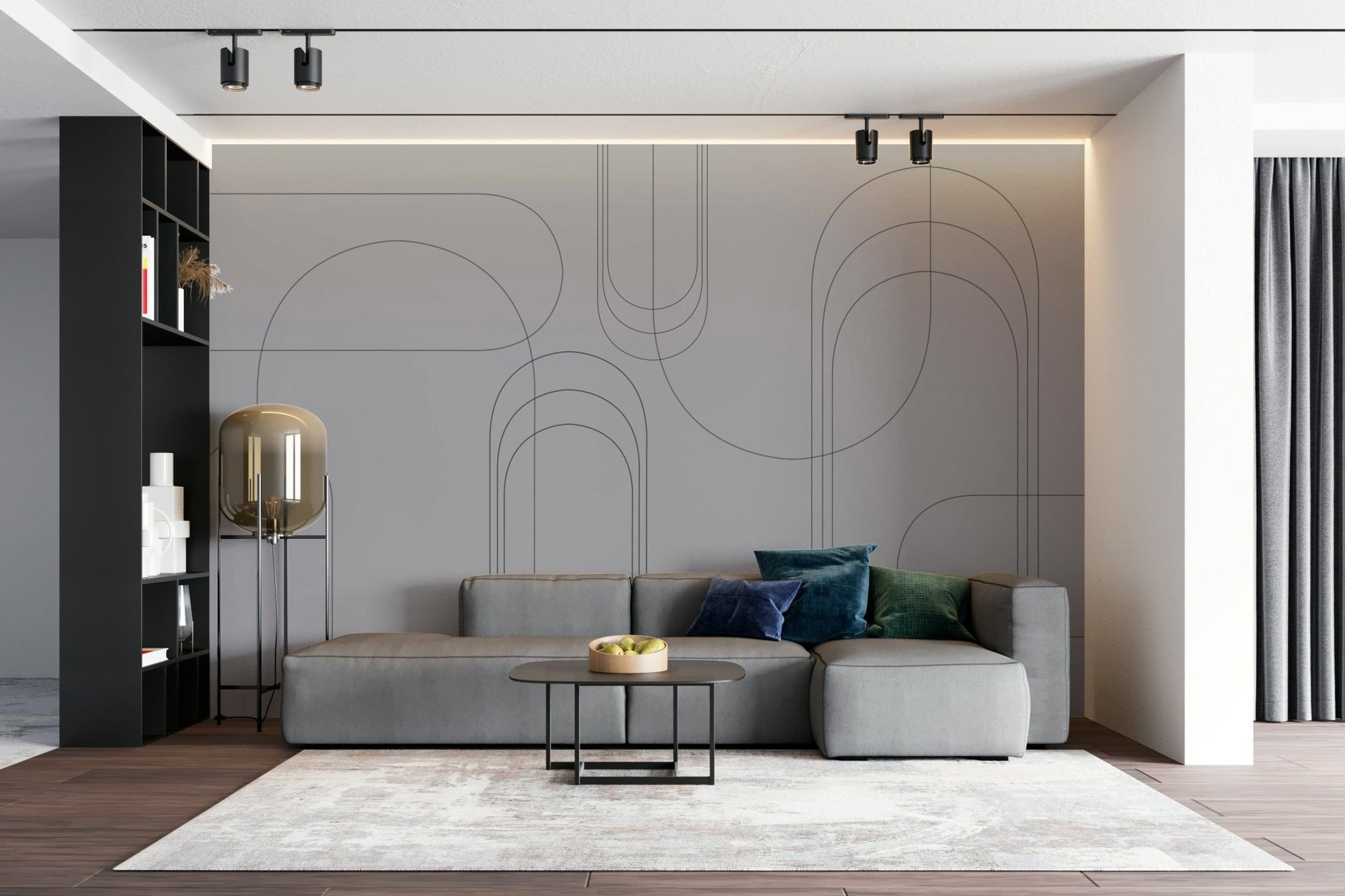 Minimalist charcoal grey wall mural GD373

