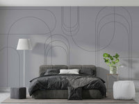 Grey abstract linear arch artwork

