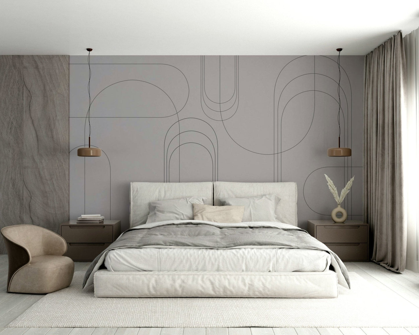 Thin arch lines modern wall mural

